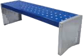 banca metálica para exterior asiento plano con perforaciones color azul urbani16