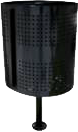 bote de basura para parques medio cilindro doble con poste y perforado color negro