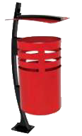 bote de basura metálico para parques cilindrico con techo modelo urbani 7 capacidad para 61 litros volumetricos color rojo