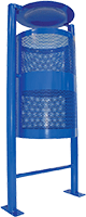 bote de basura para parques cilindrico metalico color azul con tapa 