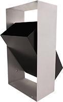 bote de basura para parques metalico rectangular balancin en una estructura rectangular