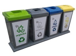 botes de reciclaje para clasificacion de basura inorgánico orgánico plastico y papel o carton