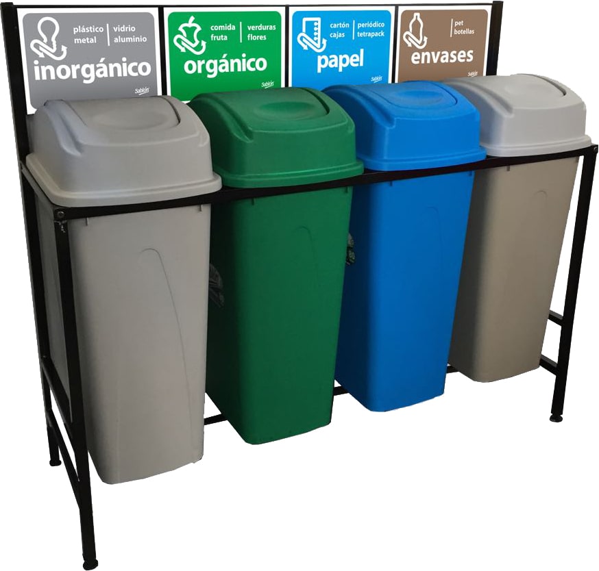 cestos para clasificacion de basura inorgánico orgánico papel y envases