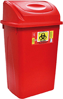 botes para residuos peligrosos biológico infecciosos de 65 litros rectangular con balancín frontal color rojo modelo 8189 RPBI