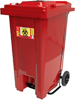 contenedor industrial de 240 litros color rojo con pedal modelo 8179 RPBI