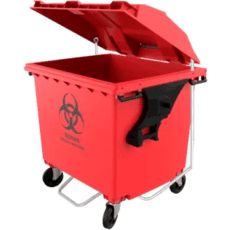 contenedor industrial para residuos peligrosos biológico infecciosos vic 1100 litros color rojo