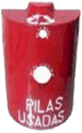 contenedor de pilas usadas con forma de pila color rojo grande