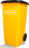 contenedor de plástico con ruedas vic 120 litros hd económico color amarillo con tapa negra