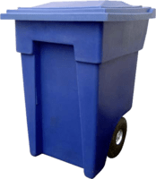 contenedor de plástico para basura con tapa y ruedas-vic 360 litros md color azul