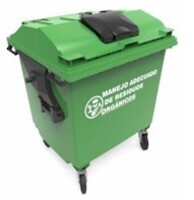 contenedores de plástico grande con doble tapa y ruedas vic 1100 litros capacidad hd color verde