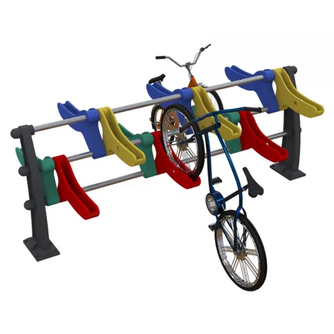 Bici-estacionamiento modular escalable para 2 a 12 bicicletas, tubos de acero con polietileno