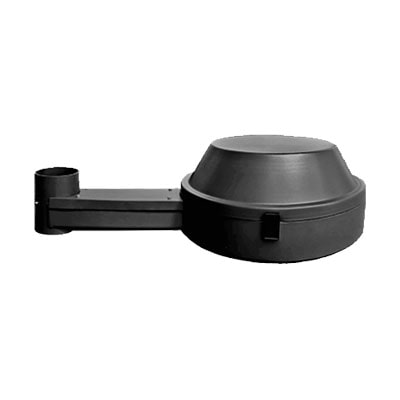 Luminaria LED Metrópolis con diseño geométrico para alumbrado público urbano, cuerpo resistente y alta eficiencia.