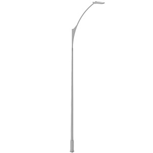 Poste metálico de alumbrado público modelo Queretaro con brazo curvo estilizado y base decorativa