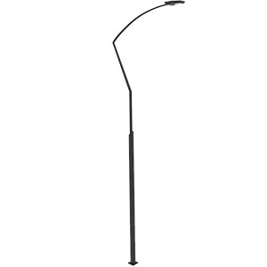 Poste metálico de alumbrado público modelo TZ-I con estructura angular moderna y brazo curvo delgado